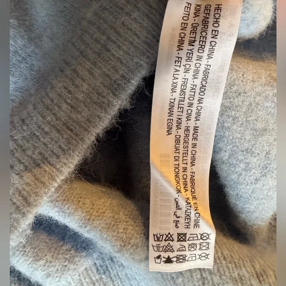 ZARA Peter Pan Beaded Collar Blue Cropped Knit Sweater Ruffle Trim Women’s Large - Picture 14 of 14